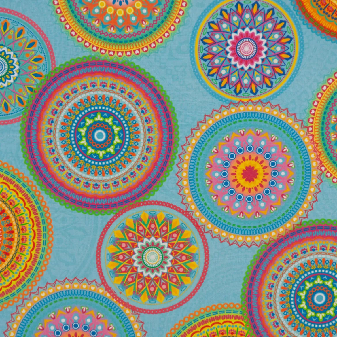 SCHÖNER LEBEN. Kissenhülle Outdoor Mandalas türkis mulitcolor verschiedene Größen