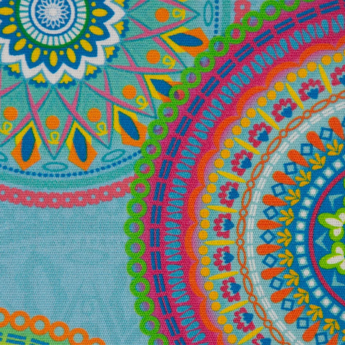SCHÖNER LEBEN. Kissenhülle Outdoor Mandalas türkis mulitcolor verschiedene Größen