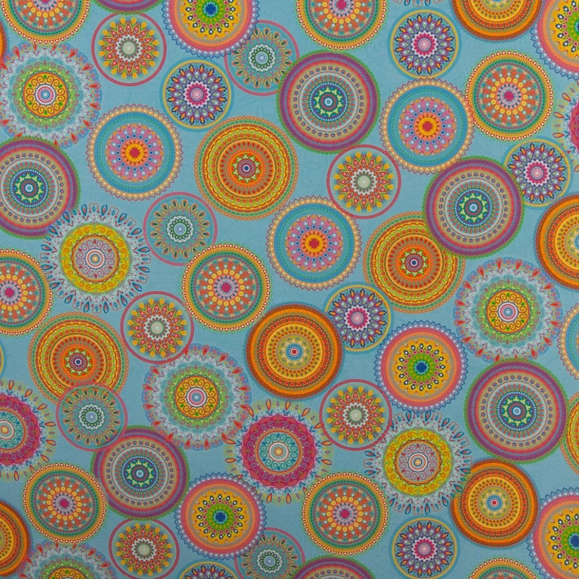SCHÖNER LEBEN. Kissenhülle Outdoor Mandalas türkis mulitcolor verschiedene Größen