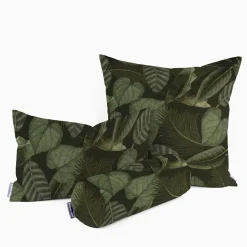 SCHÖNER LEBEN. Kissenhülle Outdoor Botanic Leaf Detailed Blätter Exotik grün verschiedene Größen
