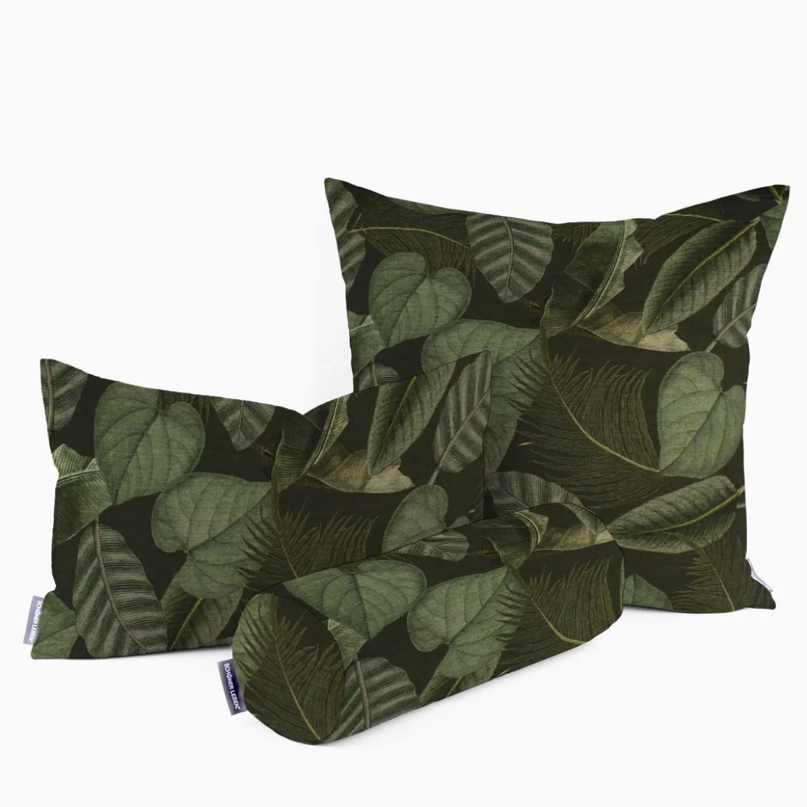 SCHÖNER LEBEN. Kissenhülle Outdoor Botanic Leaf Detailed Blätter Exotik grün verschiedene Größen