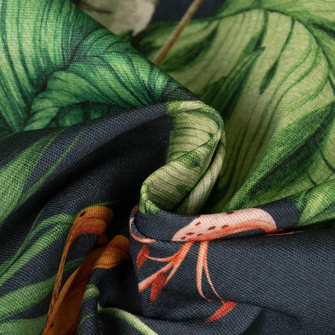 SCHÖNER LEBEN. Kissenhülle Outdoor Tropical Garden Party Blätter Blüten dunkelblau grün rot verschiedene Größen