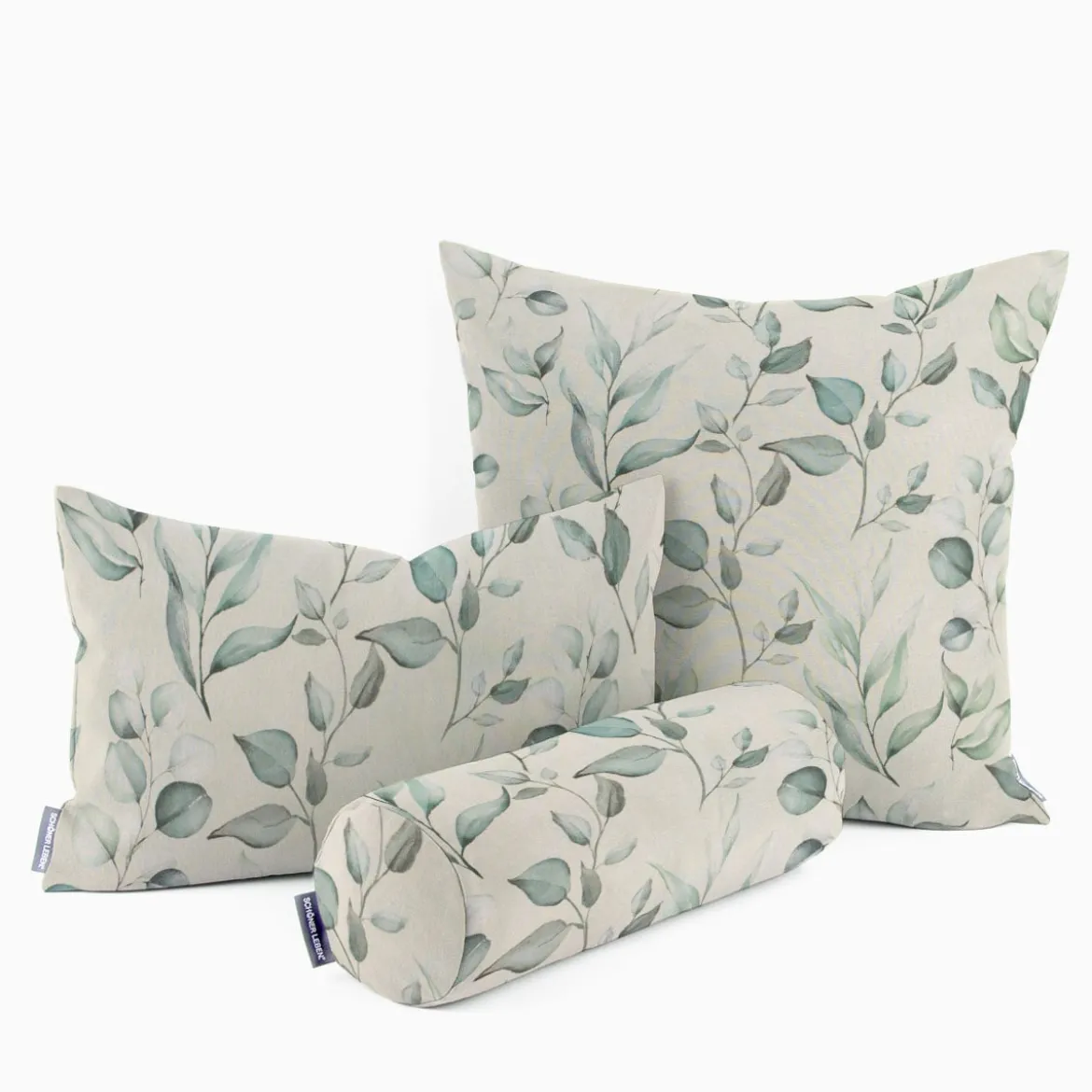 SCHÖNER LEBEN. Kissenhülle Outdoor Plant Lover Blätterzweige Aquarell mint grün verschiedene Größen