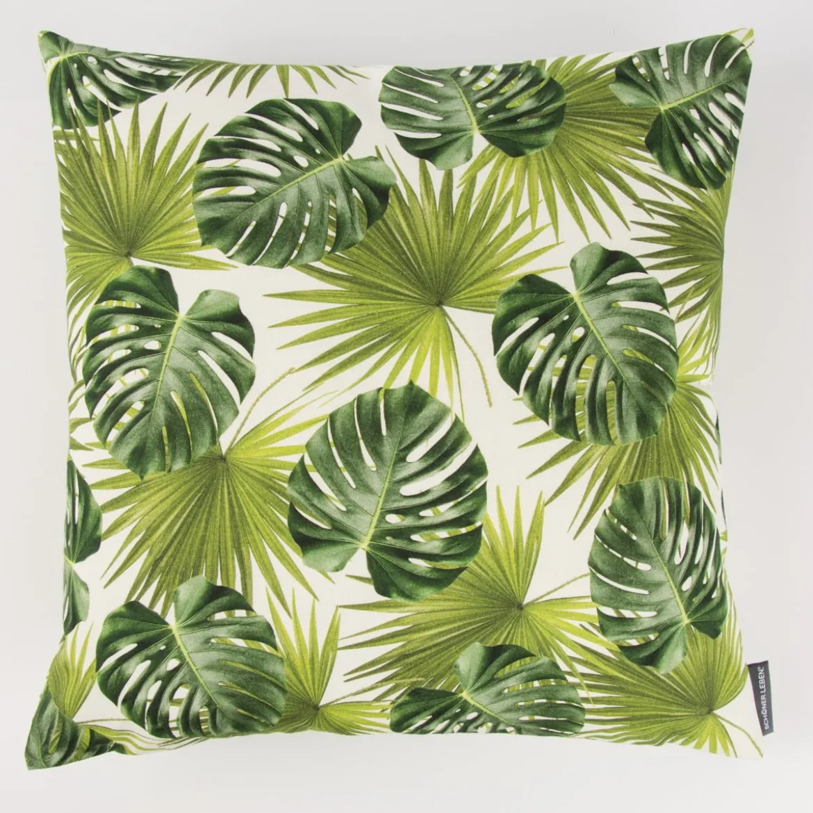 Schöner Leben Kissenhülle Palmen Blatt grün weiß 50x50cm