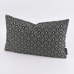 SCHÖNER LEBEN. Kissenhülle Pfau Jacquard schwarz weiß goldfarbig 30x50cm