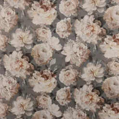 SCHÖNER LEBEN. Kissenhülle Pfingstrosen Rosenblüten grau beige goldfarbig verschiedene Größen