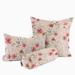 SCHÖNER LEBEN. Kissenhülle Poppy Mohnblumen Kamille Getreide beige rot verschiedene Größen