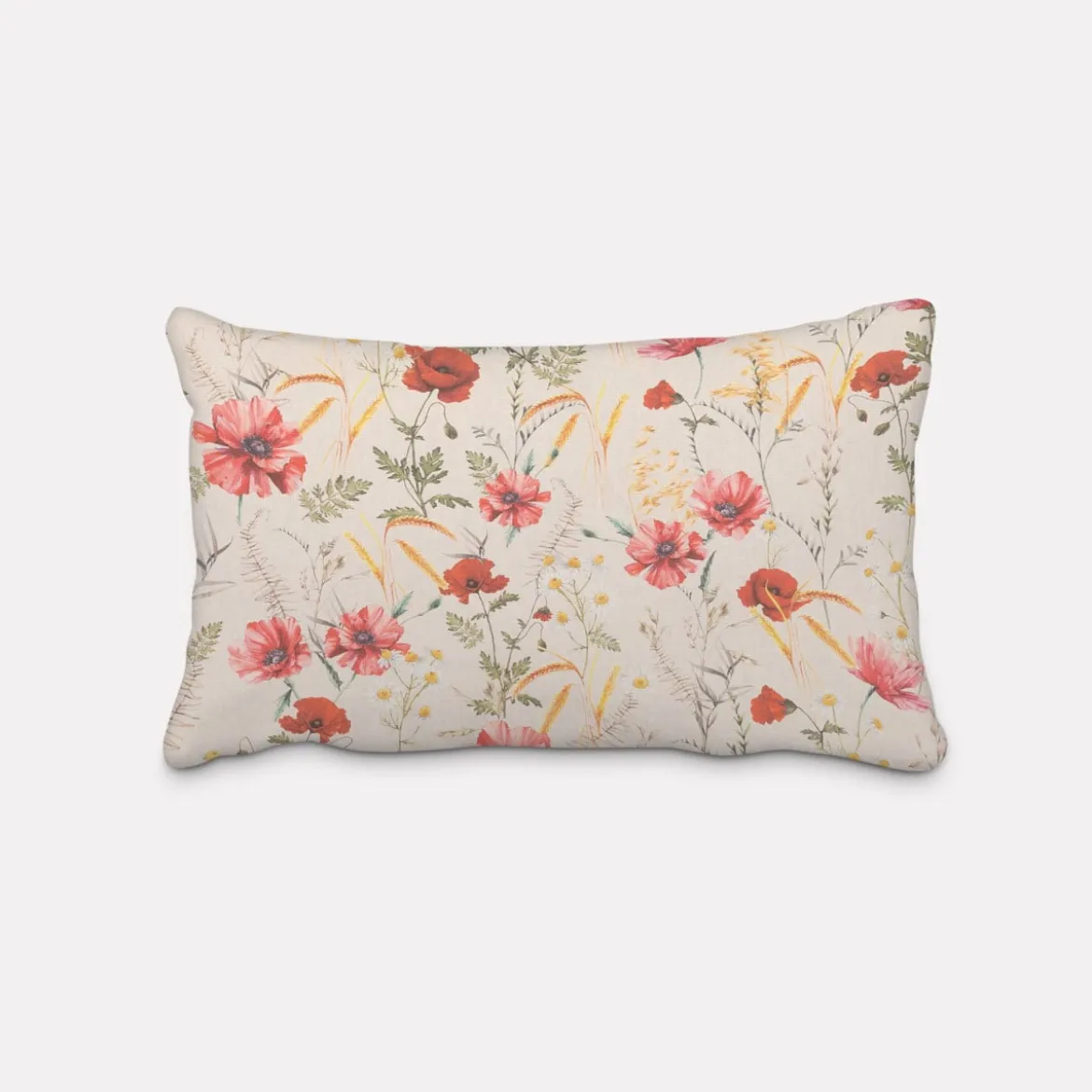 SCHÖNER LEBEN. Kissenhülle Poppy Mohnblumen Kamille Getreide beige rot verschiedene Größen
