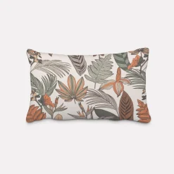 SCHÖNER LEBEN. Kissenhülle Retro Blätter Blumen wollweiß orange braun verschiedene Größen