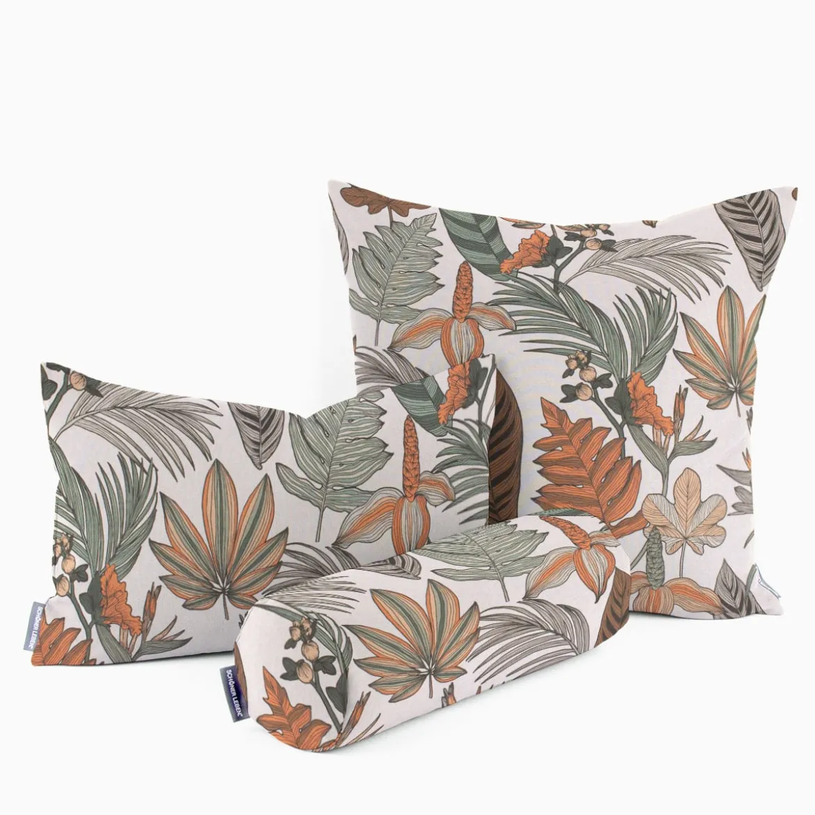 SCHÖNER LEBEN. Kissenhülle Retro Blätter Blumen wollweiß orange braun verschiedene Größen