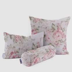 SCHÖNER LEBEN. Kissenhülle Rosen Pfingstrosen Blüten Ornamente creme rosa pink grün verschiedene Größen