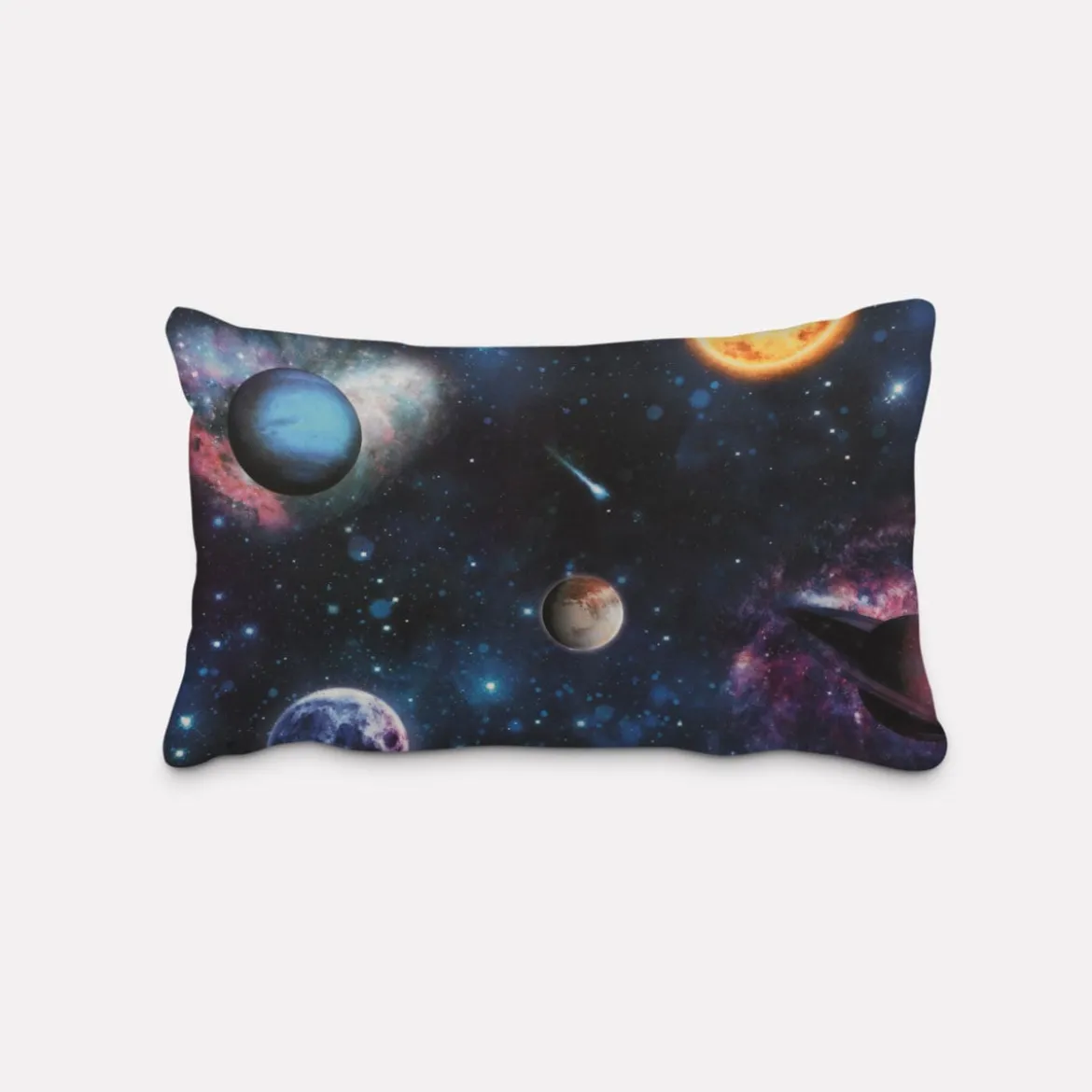 SCHÖNER LEBEN. Kissenhülle Samt Velvet Galaxy Future Planeten Weltall blau bunt verschiedene Größen