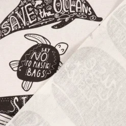 SCHÖNER LEBEN. Kissenhülle Save the Ocean Meerestiere schwarz weiß verschiedene Größen