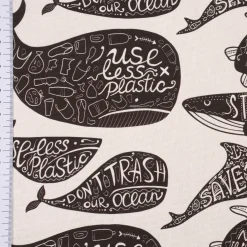 SCHÖNER LEBEN. Kissenhülle Save the Ocean Meerestiere schwarz weiß verschiedene Größen