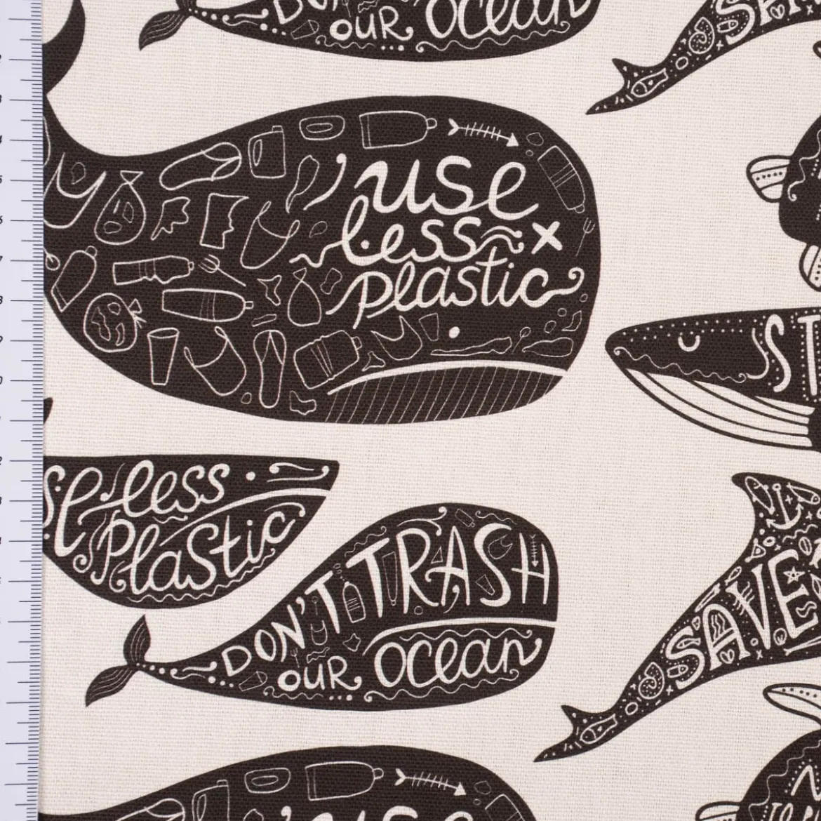 SCHÖNER LEBEN. Kissenhülle Save the Ocean Meerestiere schwarz weiß verschiedene Größen