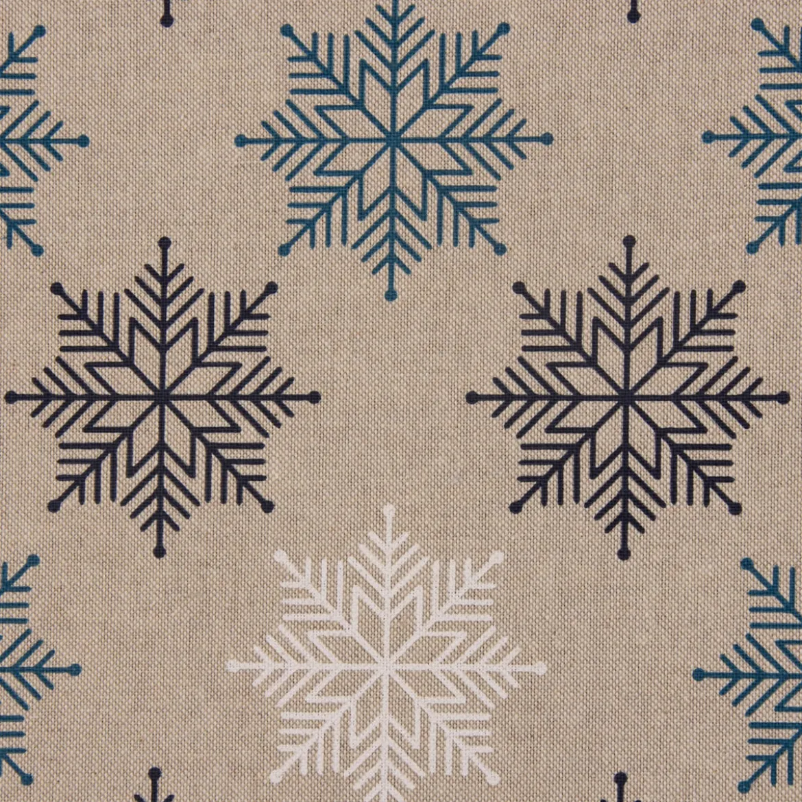 SCHÖNER LEBEN. Kissenhülle Schneeflocken natur blau 50x50cm