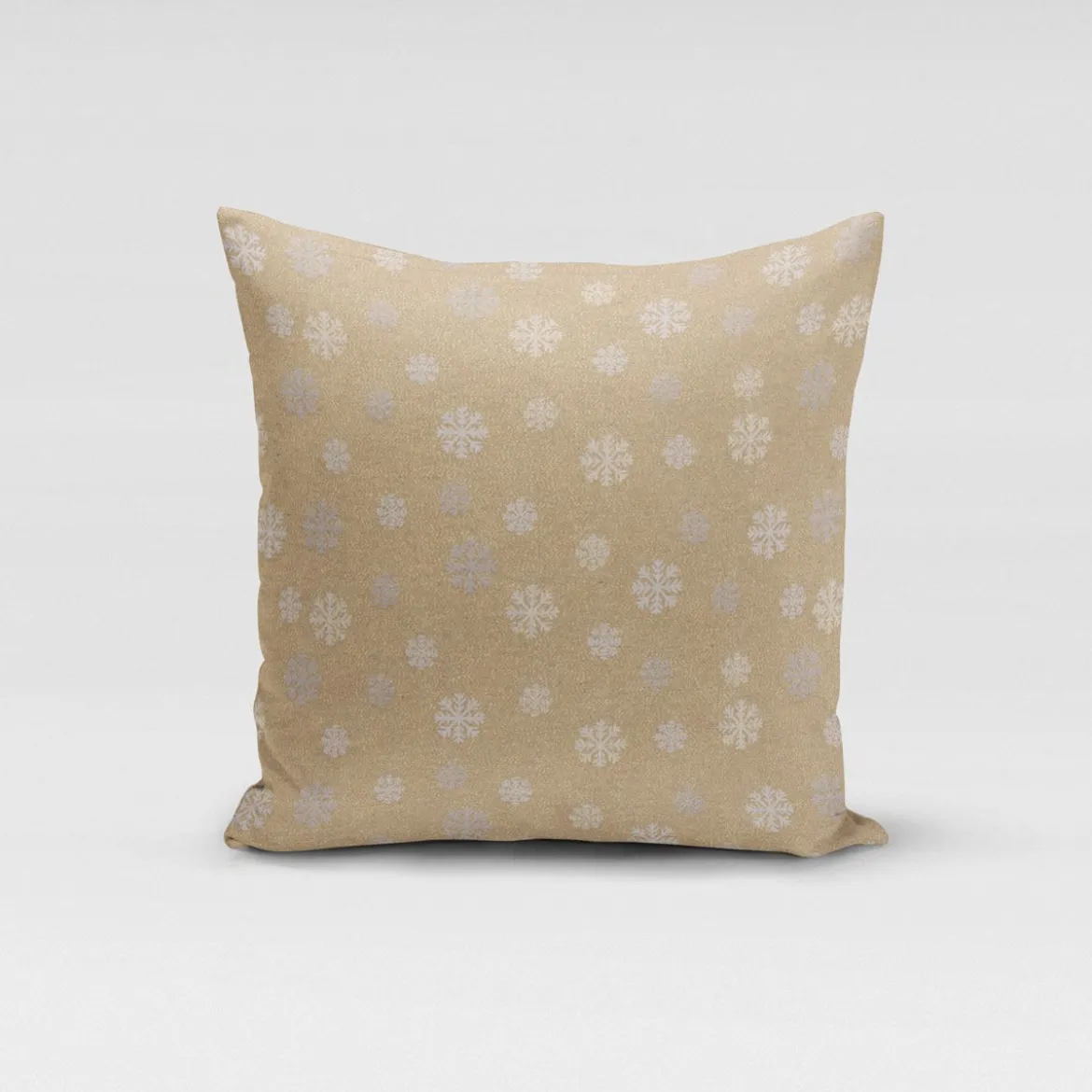 SCHÖNER LEBEN. Kissenhülle Schneeflocken beidseitig gold beige 50x50cm