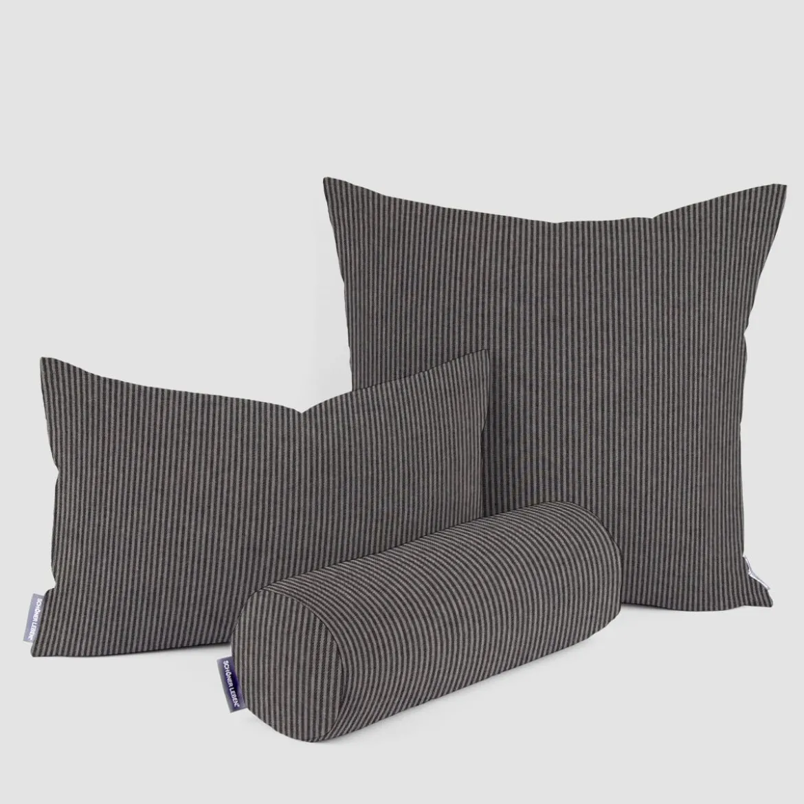 SCHÖNER LEBEN. Kissenhülle Streifen 3mm beige blau verschiedene Größen