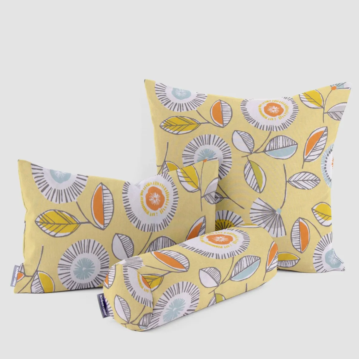 SCHÖNER LEBEN. Kissenhülle Sundance Blumen hellgrün braun orange aqua verschiedene Größen