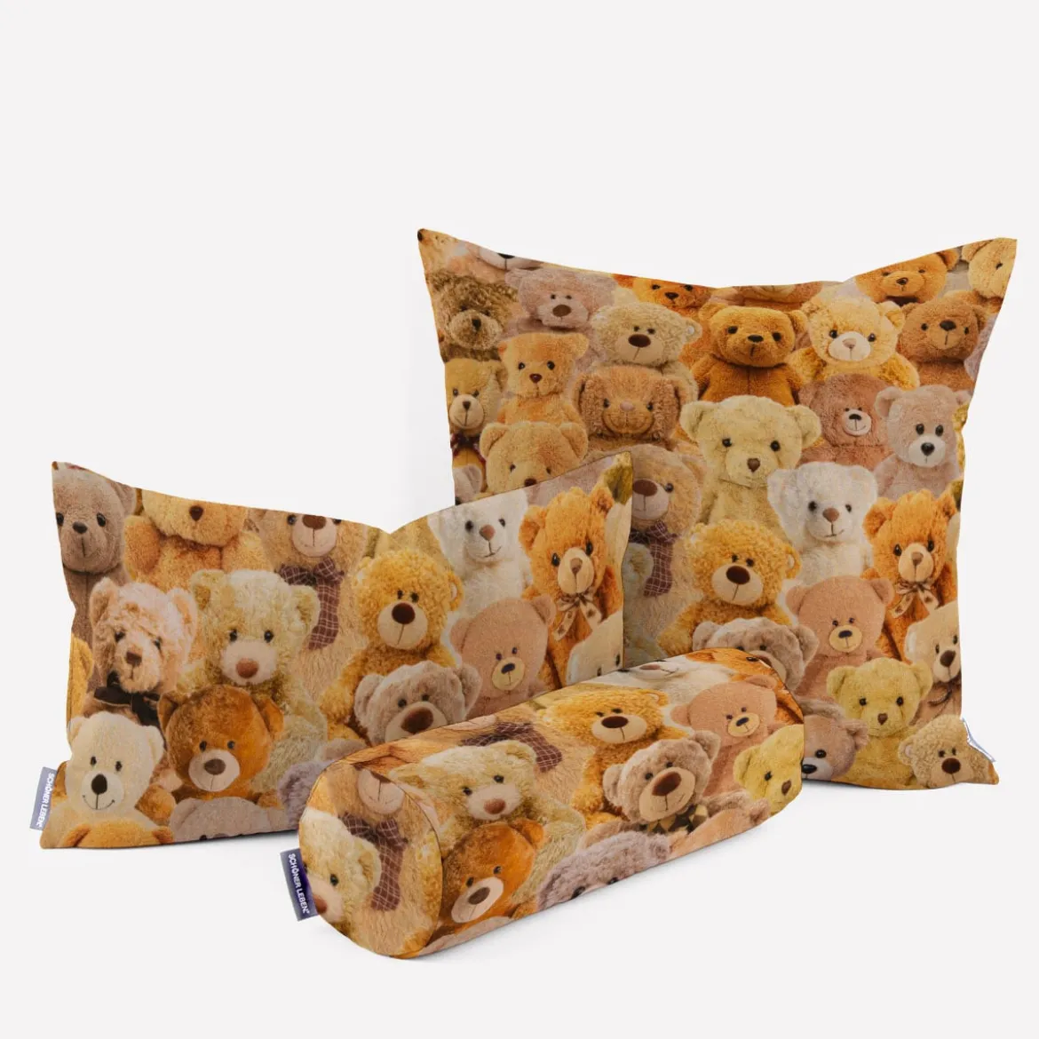 SCHÖNER LEBEN. Kissenhülle Teddybären braun beige verschiedene Größen