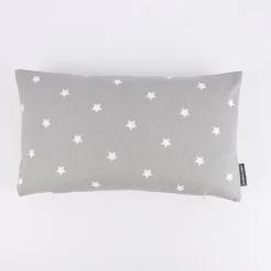 SCHÖNER LEBEN. Kissenhülle Twinkle Sterne grau weiß 30x50cm