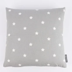 SCHÖNER LEBEN. Kissenhülle Twinkle Sterne grau weiß 40x40cm