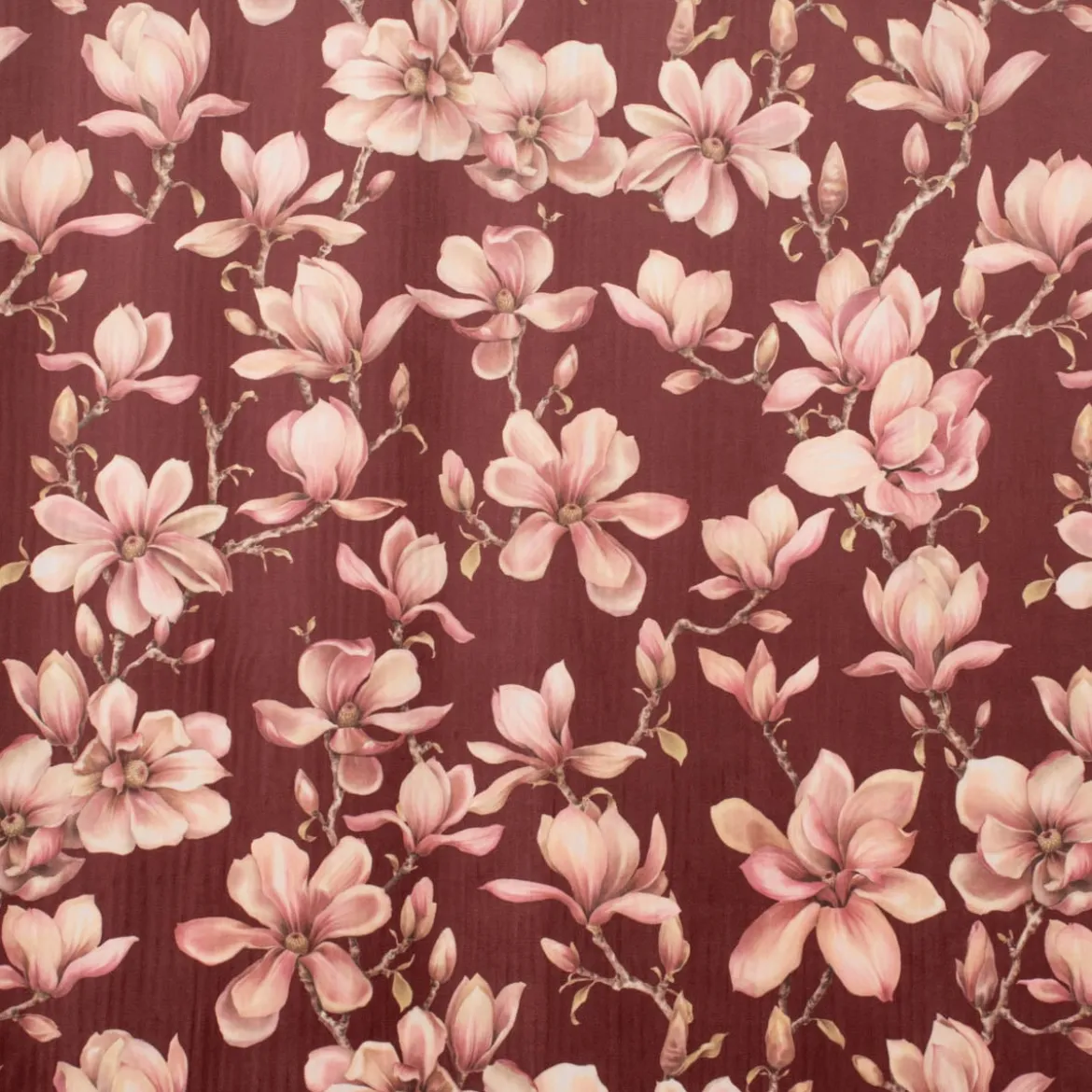 SCHÖNER LEBEN. Kissenhülle Velvet Deluxe Sweet Magnolia Magnolien bordeaux rosa verschiedene Größen
