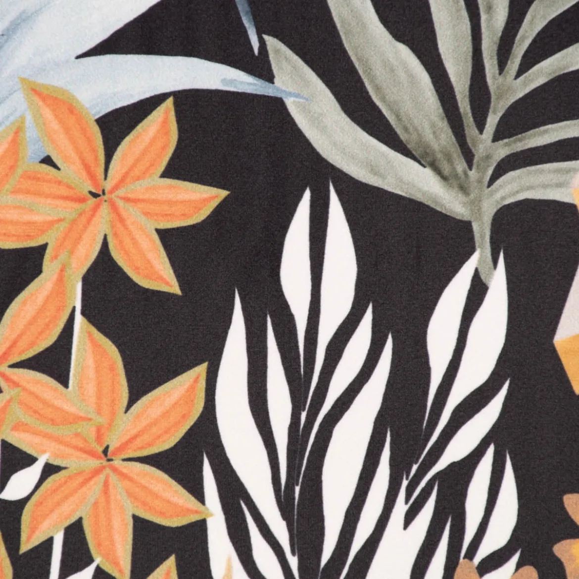 SCHÖNER LEBEN. Kissenhülle Velvet Digitaldruck Art Deco Blätter Formen schwarz orange verschiedene Größen