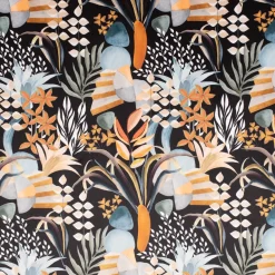 SCHÖNER LEBEN. Kissenhülle Velvet Digitaldruck Art Deco Blätter Formen schwarz orange verschiedene Größen