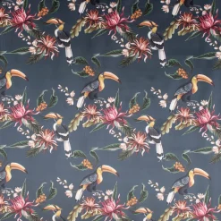 SCHÖNER LEBEN. Kissenhülle Velvet Digitaldruck Exotik Kakadu Blüten dunkelblau multicolor verschiedene Größen