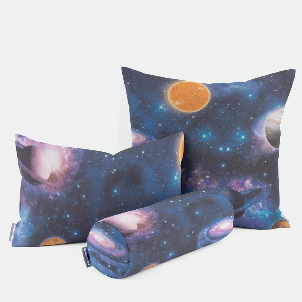 SCHÖNER LEBEN. Kissenhülle Weltall Planeten Erde blau bunt verschiedene Größen