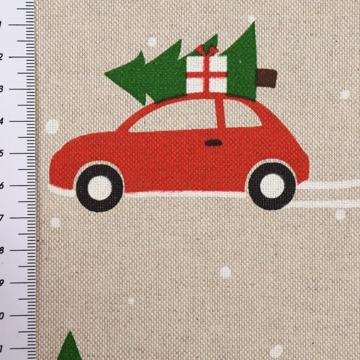 SCHÖNER LEBEN. Kissenhülle Winterwelt Tannenbaum Auto natur grün rot verschiedene Größen