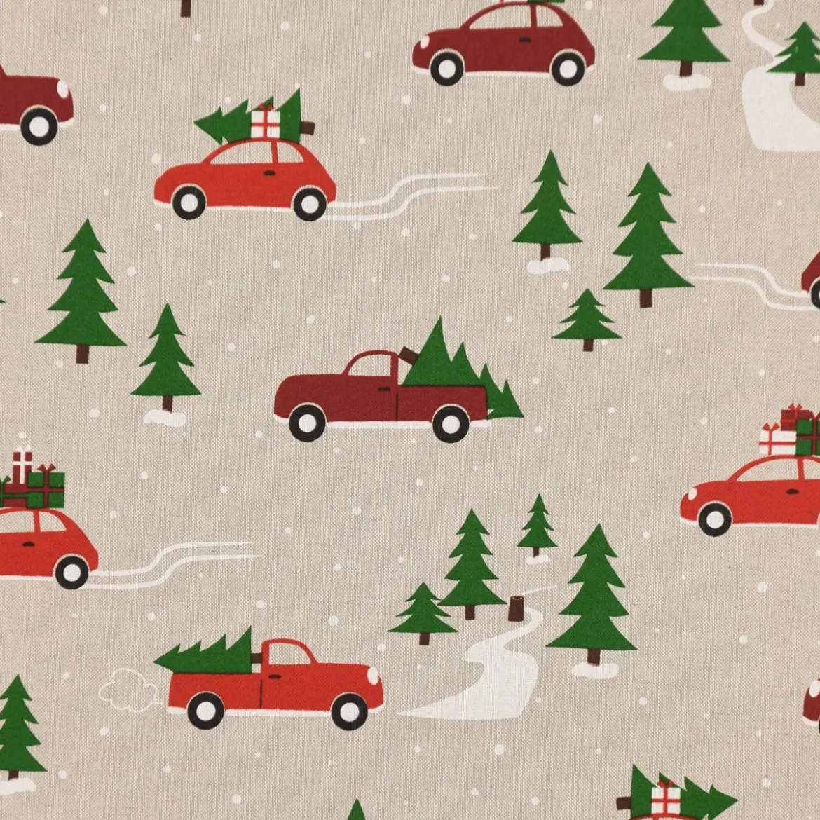 SCHÖNER LEBEN. Kissenhülle Winterwelt Tannenbaum Auto natur grün rot verschiedene Größen