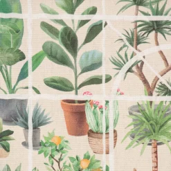 SCHÖNER LEBEN. Kissenhülle Wintergarten Pflanztöpfe beige grün verschiedene Größen
