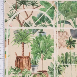 SCHÖNER LEBEN. Kissenhülle Wintergarten Pflanztöpfe beige grün verschiedene Größen