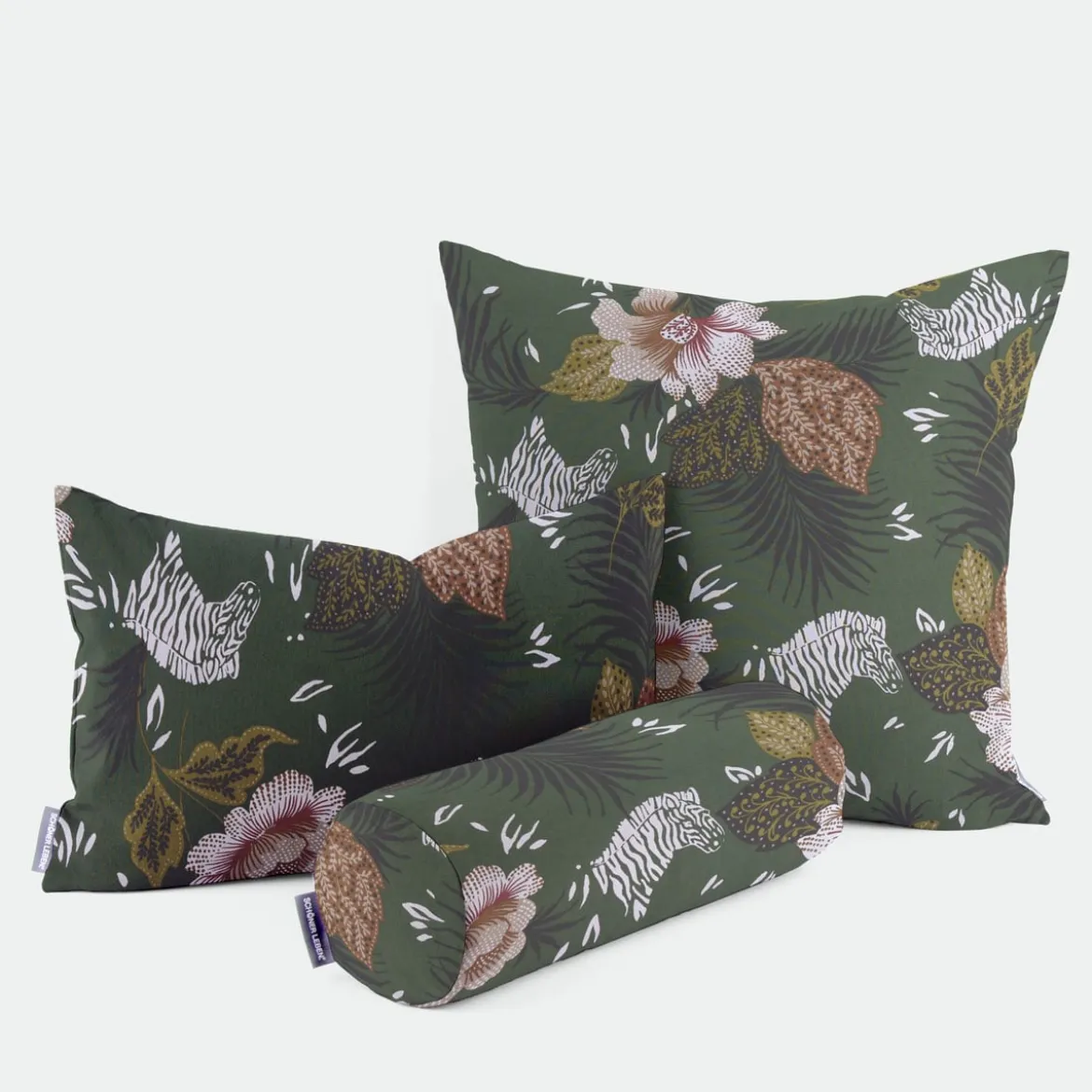 SCHÖNER LEBEN. Kissenhülle ZOOP Blumen Zebra grün braun weiß schwarz verschiedene Größen