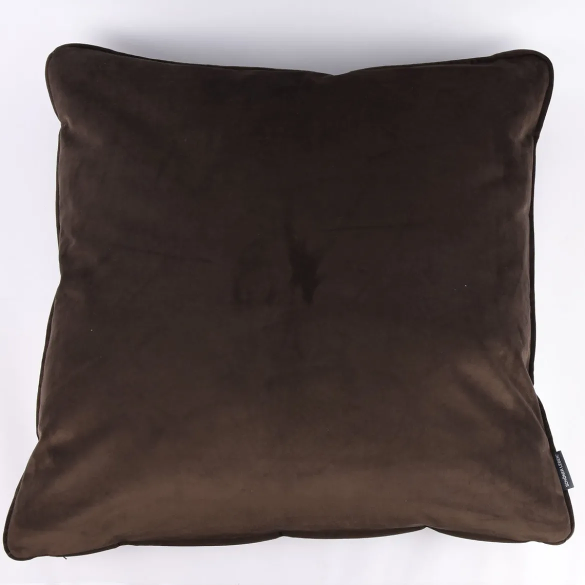 SCHÖNER LEBEN. Samtkissen mit Kederumrandung und Federfüllung dunkelbraun 70x70cm