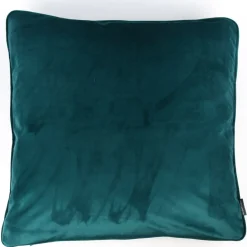 SCHÖNER LEBEN. Samtkissen mit Kederumrandung und Federfüllung petrol 70x70cm