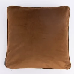 SCHÖNER LEBEN. Samtkissen mit Kederumrandung und Federfüllung cognac 70x70cm