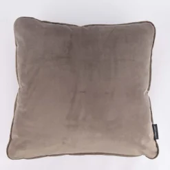 SCHÖNER LEBEN. Samtkissen mit Kederumrandung und Federfüllung taupe 70x70cm
