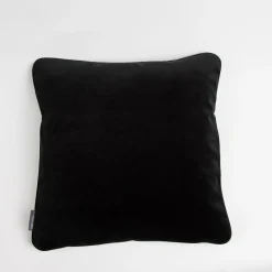 SCHÖNER LEBEN. Samtkissen mit Kederumrandung und Federfüllung schwarz 70x70cm