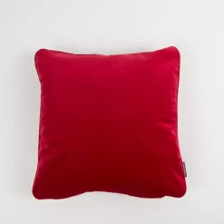 SCHÖNER LEBEN. Samtkissen mit Kederumrandung und Federfüllung rot 70x70cm