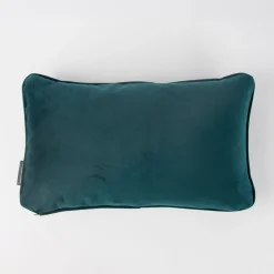 SCHÖNER LEBEN. Samtkissen mit Kederumrandung und Federfüllung petrol 30x50cm
