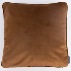 SCHÖNER LEBEN. Samtkissen mit Kederumrandung und Federfüllung cognac 50x50cm