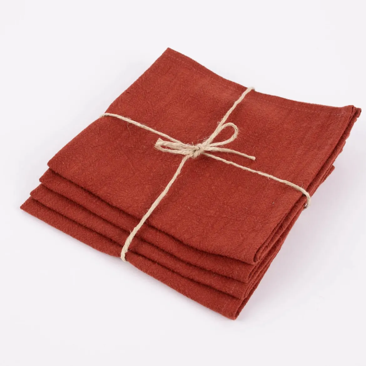 SCHÖNER LEBEN. Stoffservietten 4er Set Bio Ramie Leinenoptik rost 40x40cm