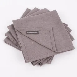 SCHÖNER LEBEN. Stoffservietten 4er Set Bio Ramie Leinenoptik grau 40x40cm