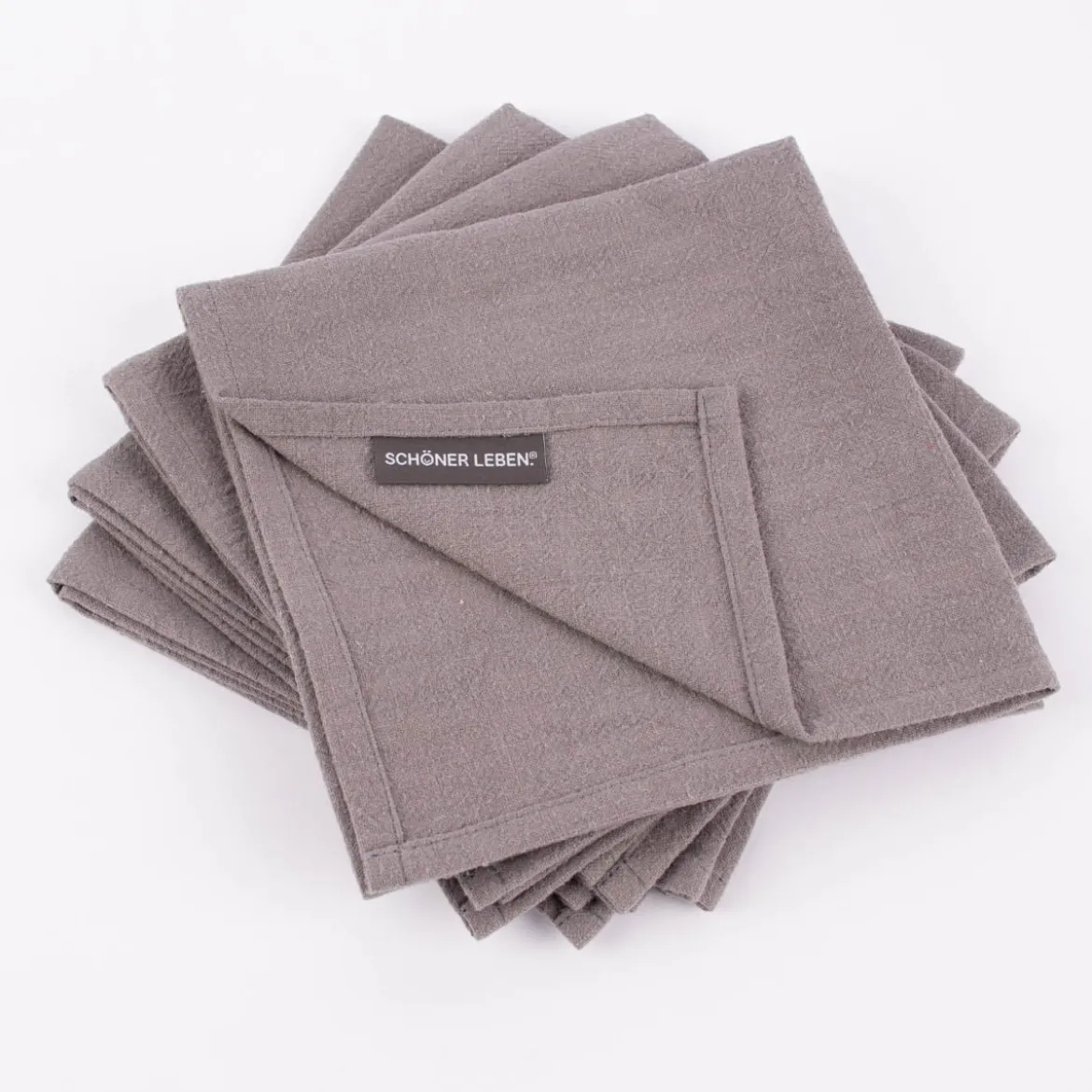 SCHÖNER LEBEN. Stoffservietten 4er Set Bio Ramie Leinenoptik grau 40x40cm