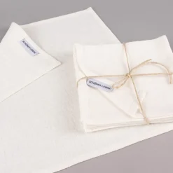 SCHÖNER LEBEN. Stoffservietten 4er Set Bio Ramie Leinenoptik cremeweiß 40x40cm