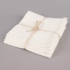 SCHÖNER LEBEN. Stoffservietten 4er Set Bio Ramie Leinenoptik cremeweiß 40x40cm