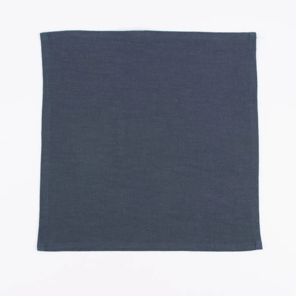 SCHÖNER LEBEN. Stoffservietten 4er Set Bio Ramie Leinenoptik dunkelblau 40x40cm